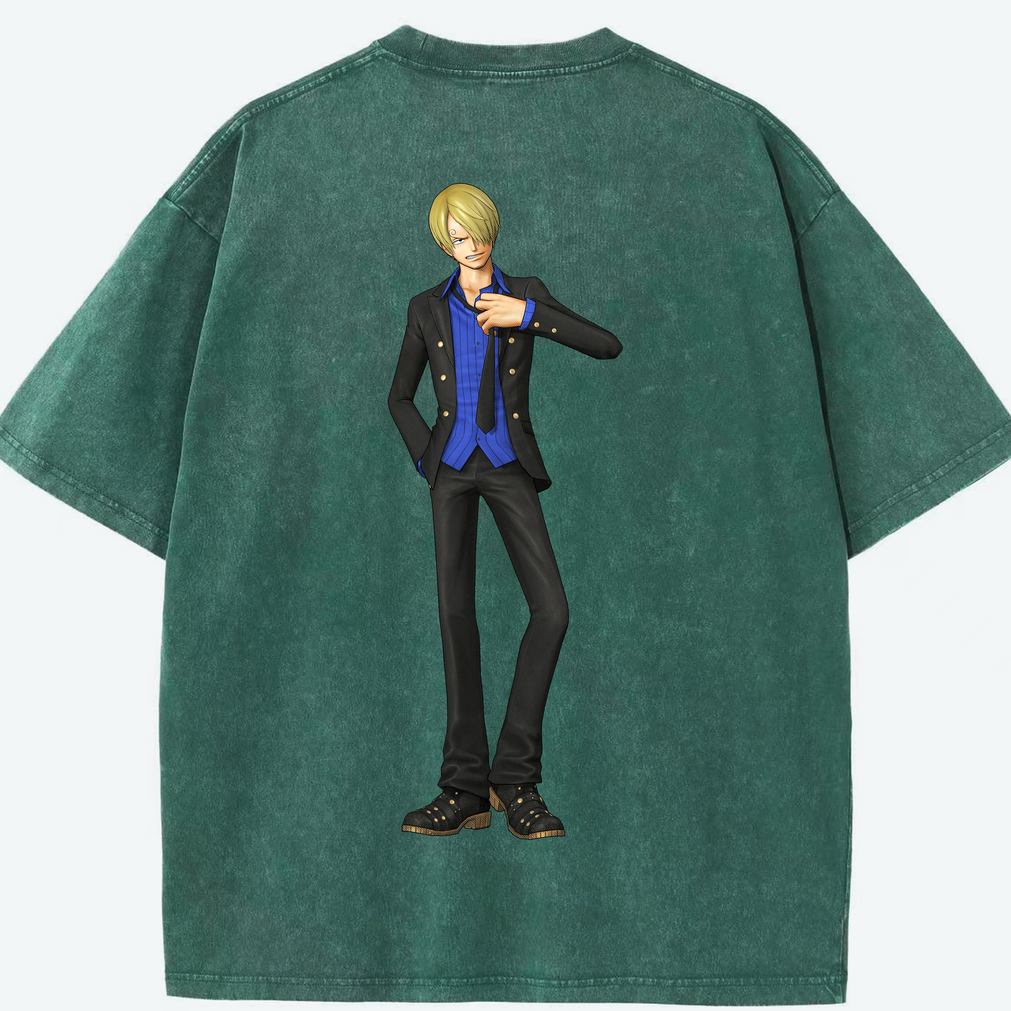 ワンピース サンジ ONE PIECE Sanji 綿100% ヴィンテージ風 半袖Tシャツ（背面プリント）